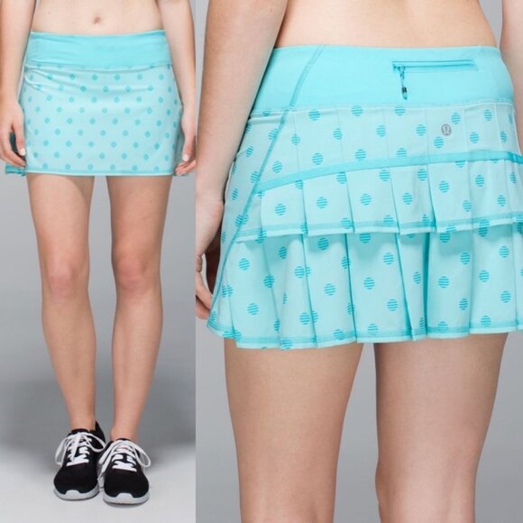 NWT Lululemon Pace Setter Skirt‎ Stripe Dot Printed Angel Blue Tennis Skort 10 - Picture 1 of 15